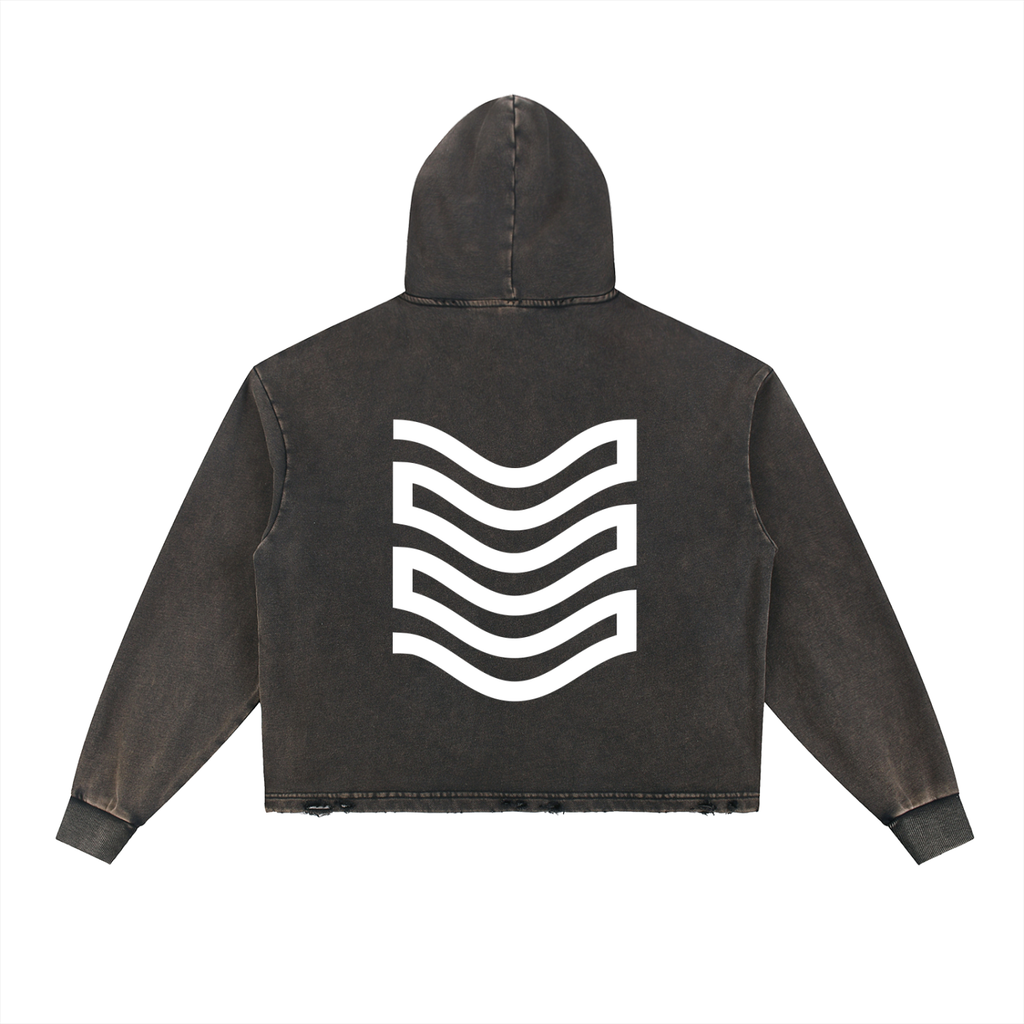 Vintage Washed Frayed-Hem Hoodie